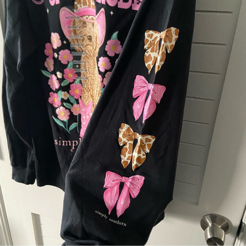 Simply Southern Black Long Sleeve Tshirt Sweetheart of The Rodeo New With Tags - Picture 2 of 3